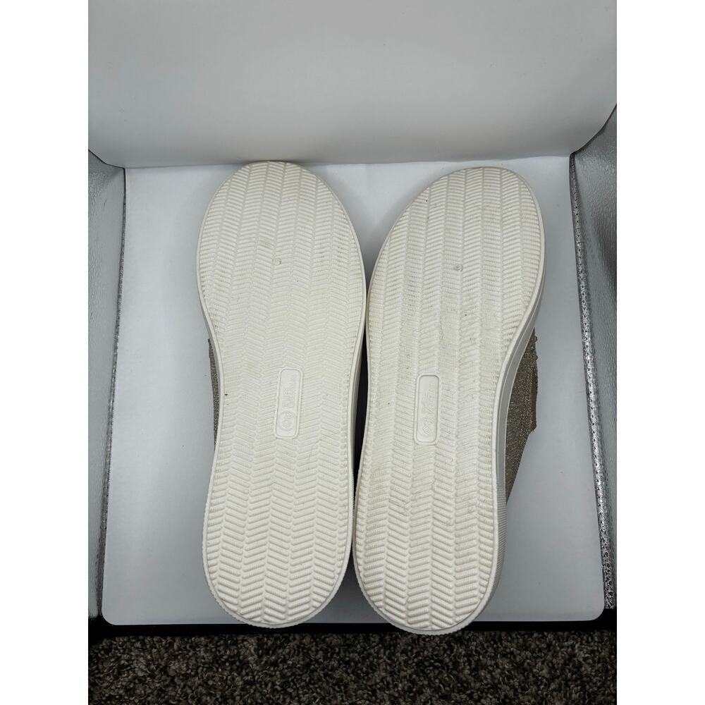 White Mountain NEW Bling Sneaker Size 7 Metallic Slip On Knit Glam Chic Brunch - Picture 3 of 7